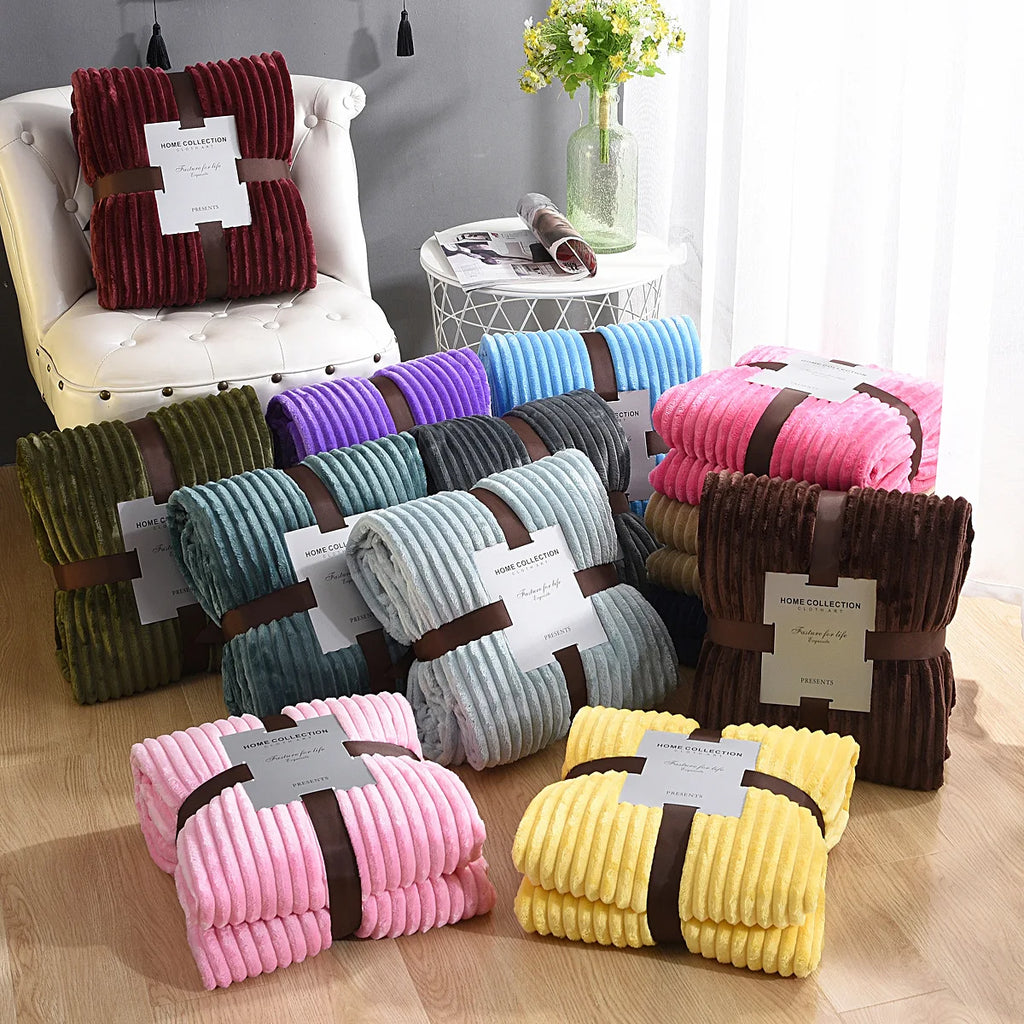 Soft Plaid Blankets Warm Coral Fleece Throw Blanket Sofa Cover Bedspread On The Bed For Adult Kid Pet Winter Warm Blankets