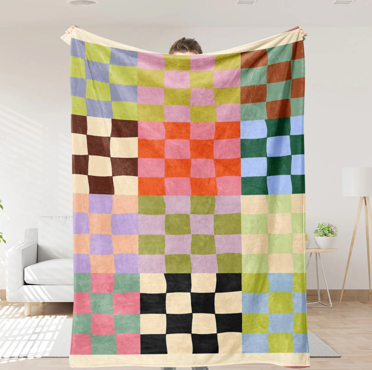 Grid Letter Blanket Plush Blanket Personalized Classroom Sofa Bedroom Blanket Home Decoration
