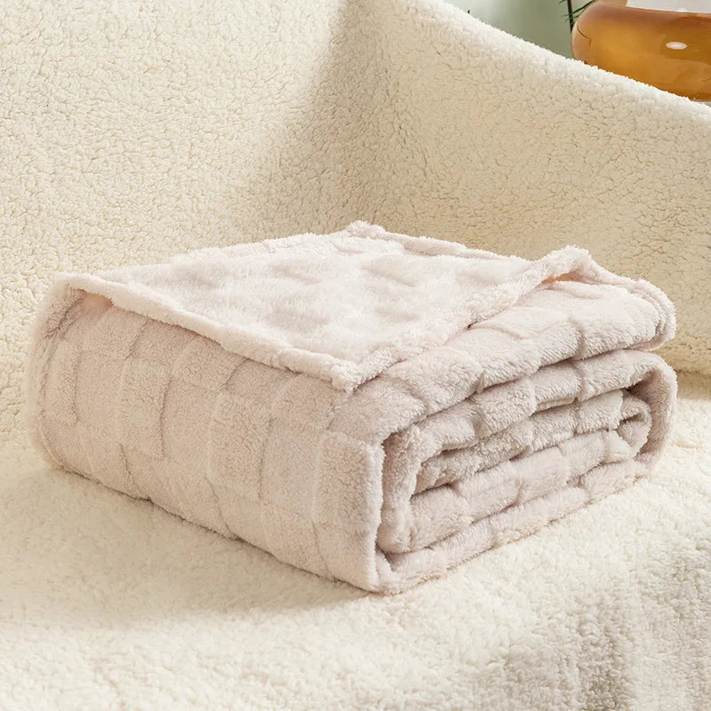 Lilac Checkered Fleece Blankets Christmas Gifts for Women Men Girls Cute Soft Cozy Throw for Bedroom Home Decor Gifts Blankets