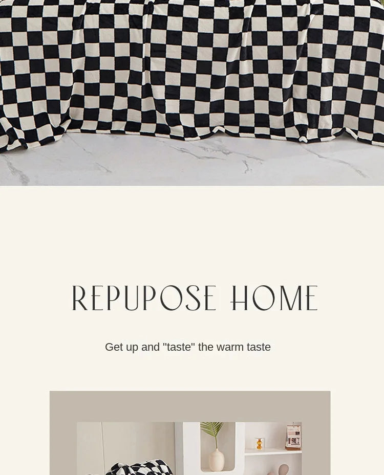 New Ins Checkerboard Blanket Classic Plaid Sofa Blanket Spring and Summer Air Conditioning Blanket Office Nap Shawl Cushion