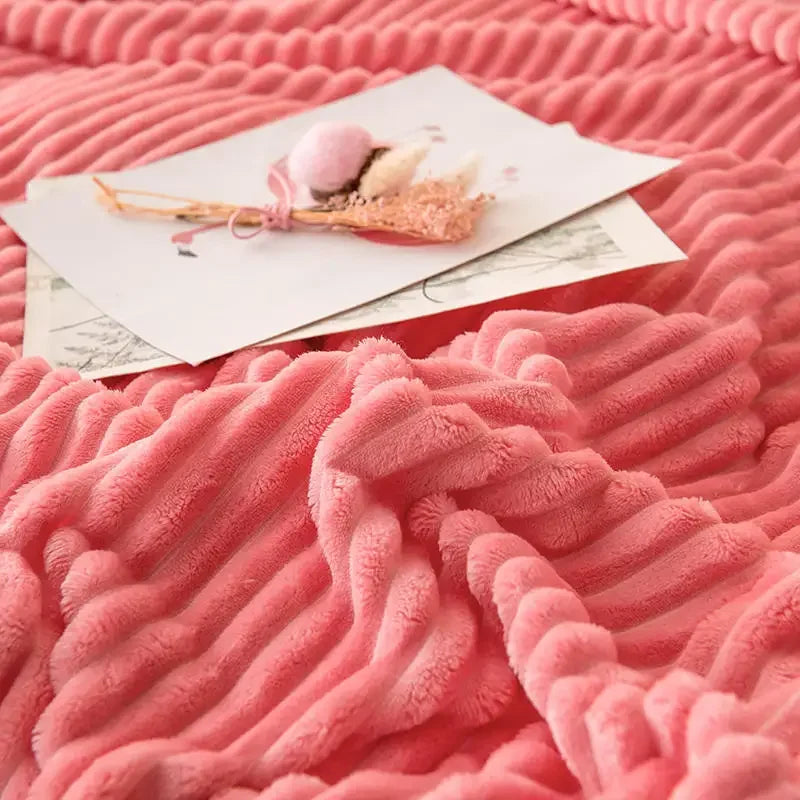 Blankets for Beds Solid Yellow Color Soft Warm 300GSM Plaid Square Flannel Blanket On the Bed Thickness Throw Blanket