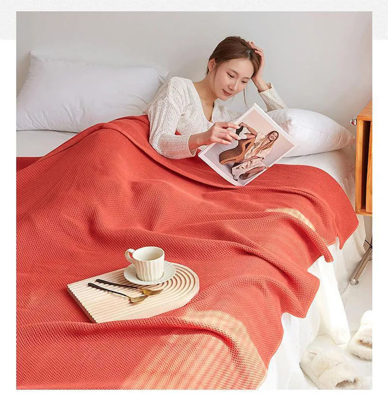 Solid Cotton Blanket for Bed Waffle Plaid Bedspread for Single Queen King Bed Sofa Blankets Throw Sofa Cover Sheet Summer Quilt