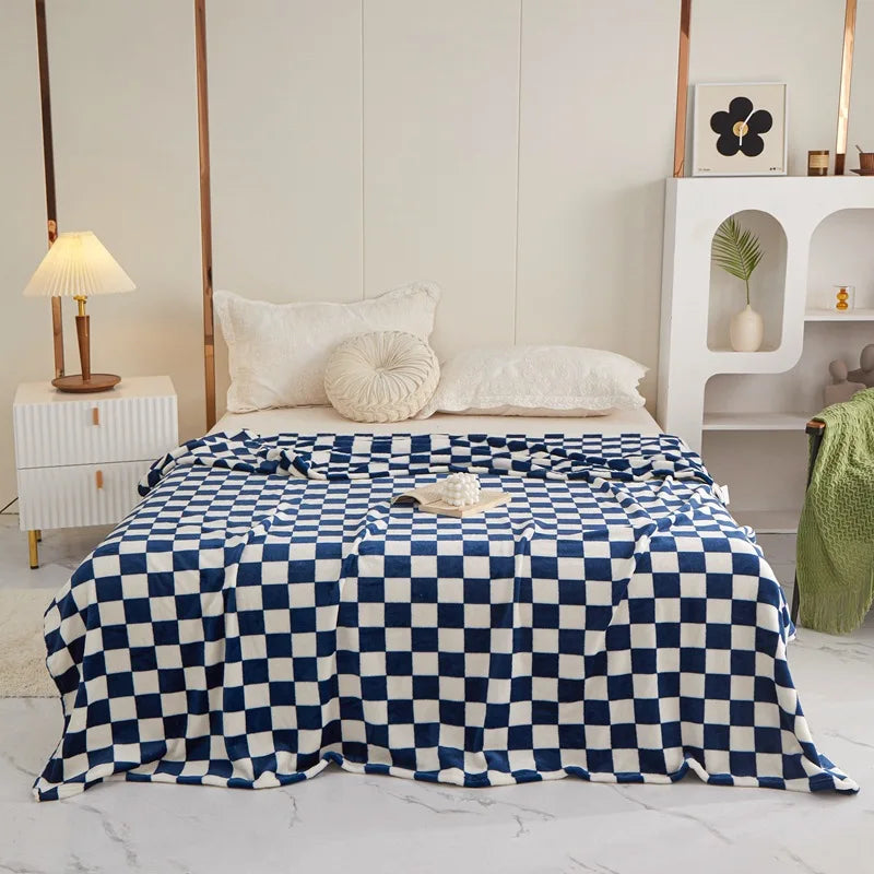 New Ins Checkerboard Blanket Classic Plaid Sofa Blanket Spring and Summer Air Conditioning Blanket Office Nap Shawl Cushion