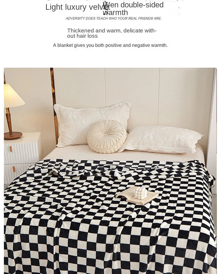 New Ins Checkerboard Blanket Classic Plaid Sofa Blanket Spring and Summer Air Conditioning Blanket Office Nap Shawl Cushion