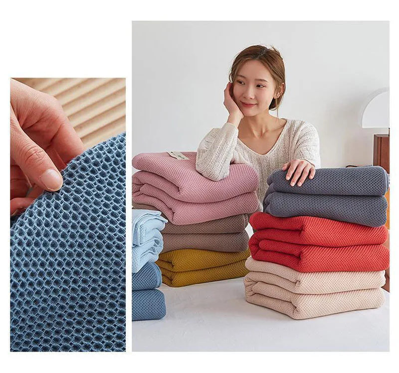 Solid Cotton Blanket for Bed Waffle Plaid Bedspread for Single Queen King Bed Sofa Blankets Throw Sofa Cover Sheet Summer Quilt