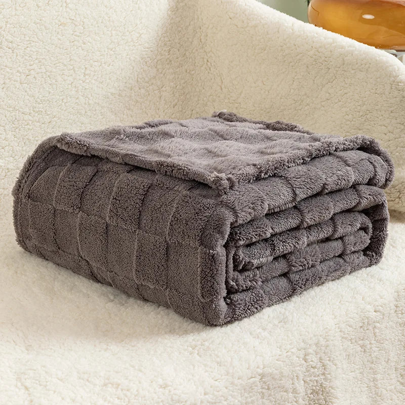 Lilac Checkered Fleece Blankets Christmas Gifts for Women Men Girls Cute Soft Cozy Throw for Bedroom Home Decor Gifts Blankets