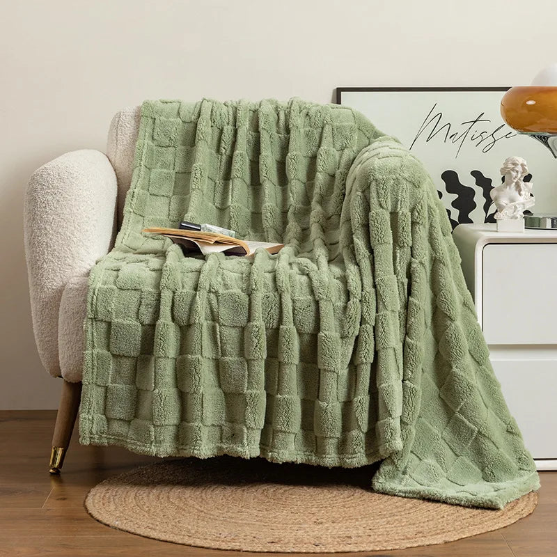 Lilac Checkered Fleece Blankets Christmas Gifts for Women Men Girls Cute Soft Cozy Throw for Bedroom Home Decor Gifts Blankets