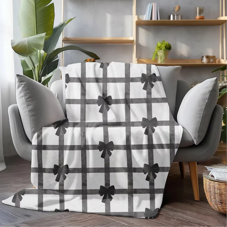 Grid Letter Blanket Plush Blanket Personalized Classroom Sofa Bedroom Blanket Home Decoration