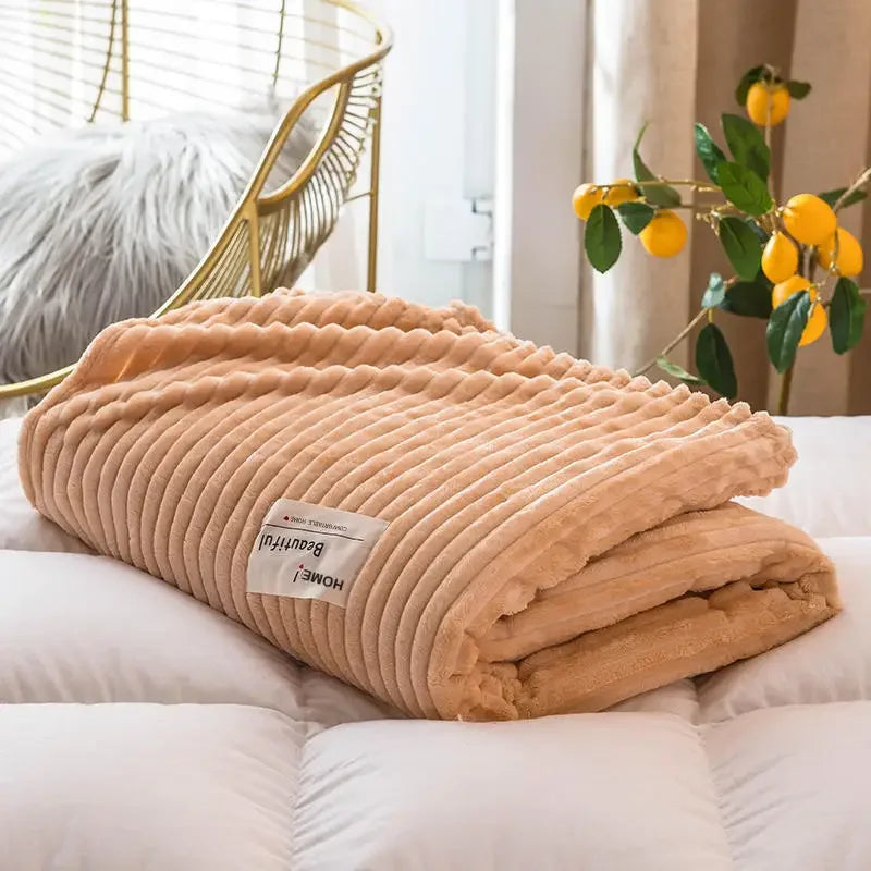 Blankets for Beds Solid Yellow Color Soft Warm 300GSM Plaid Square Flannel Blanket On the Bed Thickness Throw Blanket