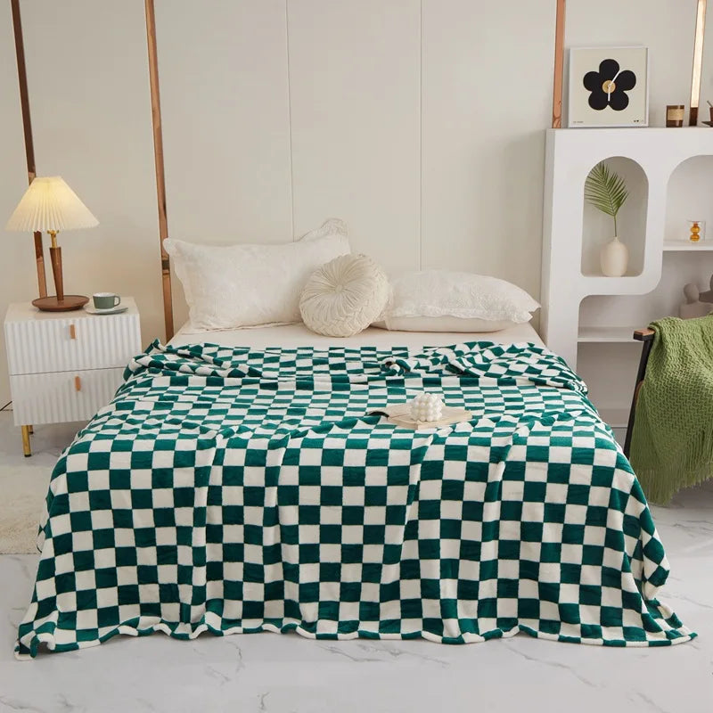 New Ins Checkerboard Blanket Classic Plaid Sofa Blanket Spring and Summer Air Conditioning Blanket Office Nap Shawl Cushion