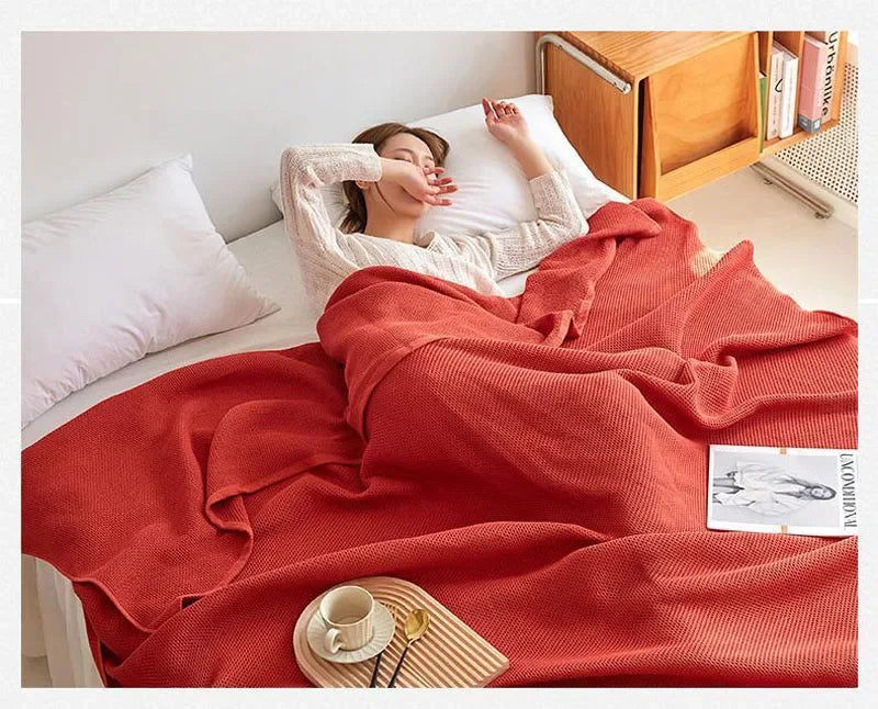 Solid Cotton Blanket for Bed Waffle Plaid Bedspread for Single Queen King Bed Sofa Blankets Throw Sofa Cover Sheet Summer Quilt
