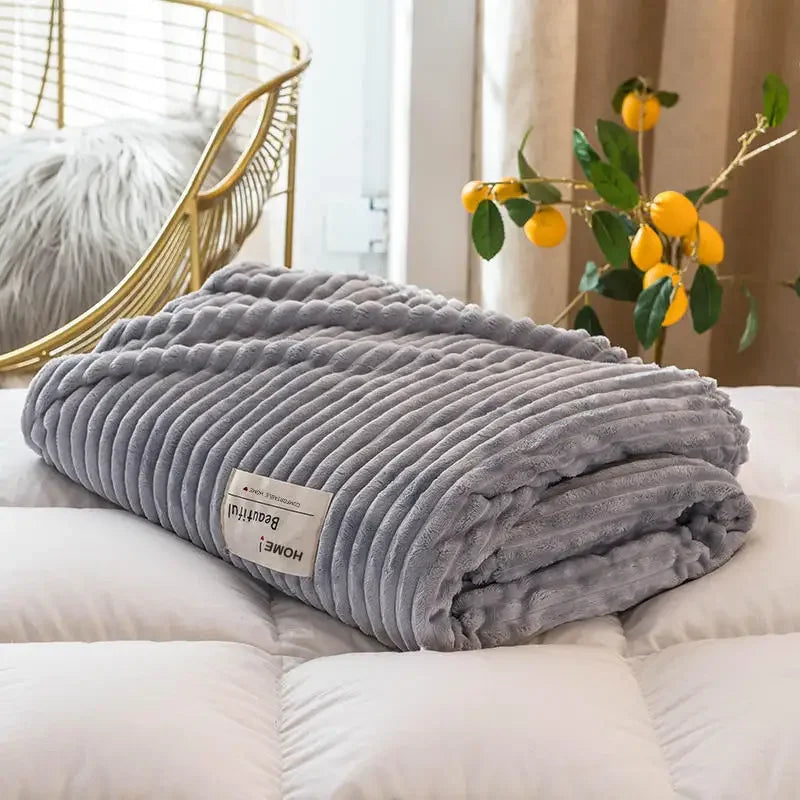 Blankets for Beds Solid Yellow Color Soft Warm 300GSM Plaid Square Flannel Blanket On the Bed Thickness Throw Blanket