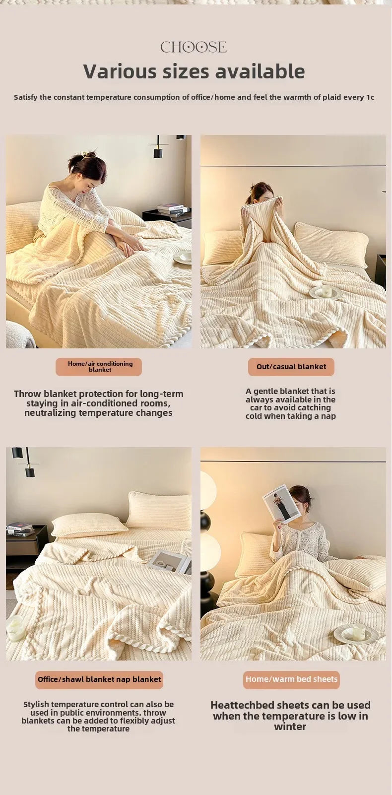 Throw Blanket for Sofa Winter Blanket King Size Home Warm Plaid Comforter Bedspread Bedding Sheet
