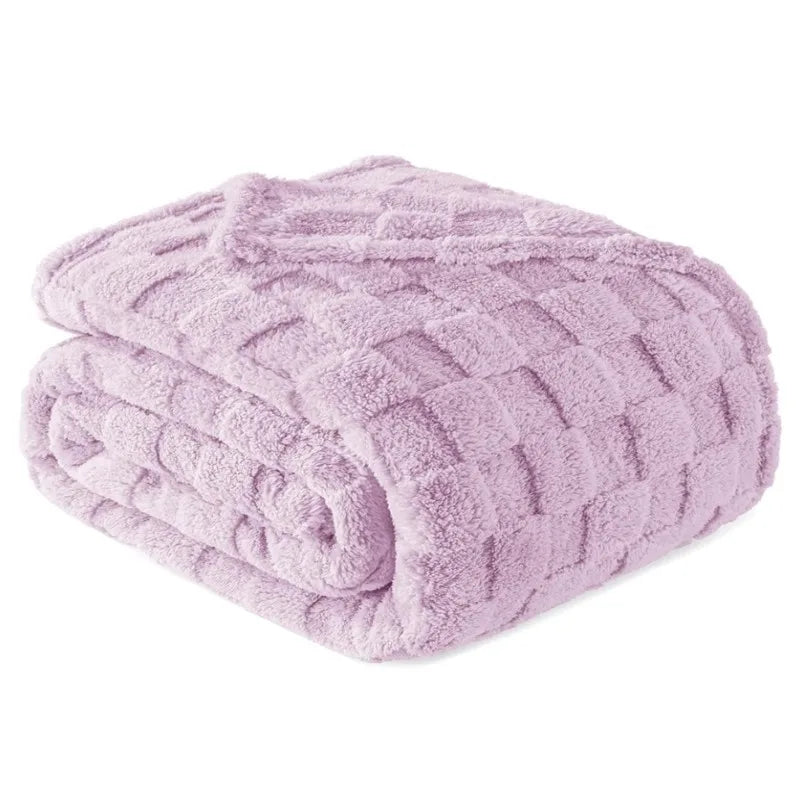 Lilac Checkered Fleece Blankets Christmas Gifts for Women Men Girls Cute Soft Cozy Throw for Bedroom Home Decor Gifts Blankets