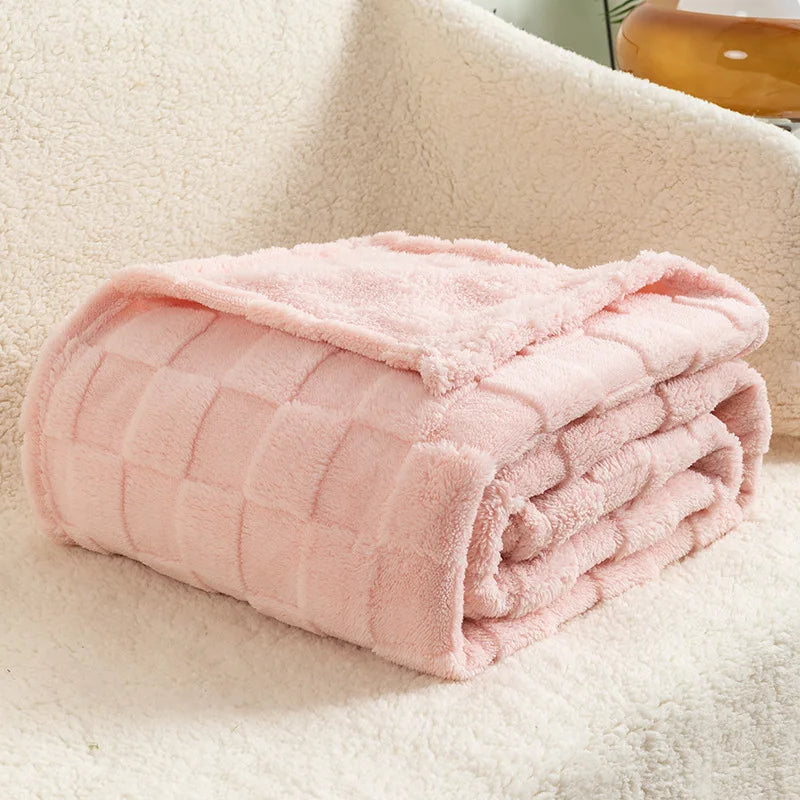 Lilac Checkered Fleece Blankets Christmas Gifts for Women Men Girls Cute Soft Cozy Throw for Bedroom Home Decor Gifts Blankets