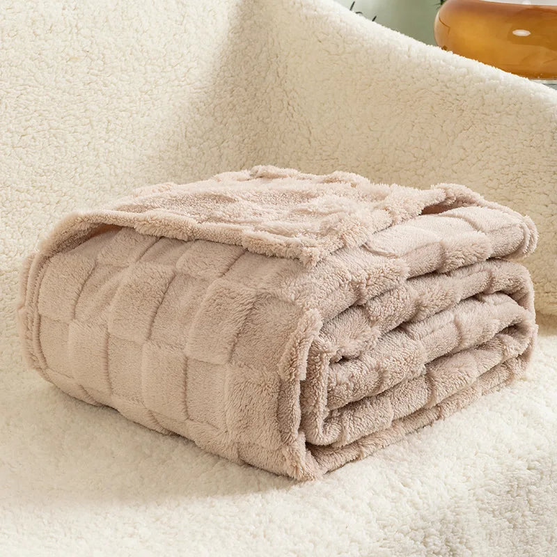 Super Soft Khaki Flannel Fleece Throw Blanket Buffalo Checkered Plaid Lightweight Warm Couch Bed Blanket All Season Christmas Ho