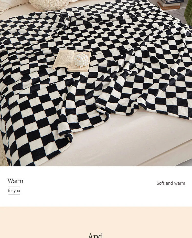 New Ins Checkerboard Blanket Classic Plaid Sofa Blanket Spring and Summer Air Conditioning Blanket Office Nap Shawl Cushion