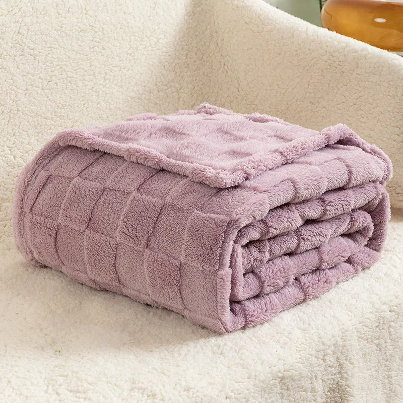 Lilac Checkered Fleece Blankets Christmas Gifts for Women Men Girls Cute Soft Cozy Throw for Bedroom Home Decor Gifts Blankets