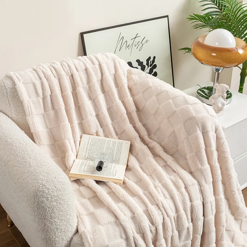Super Soft Khaki Flannel Fleece Throw Blanket Buffalo Checkered Plaid Lightweight Warm Couch Bed Blanket All Season Christmas Ho