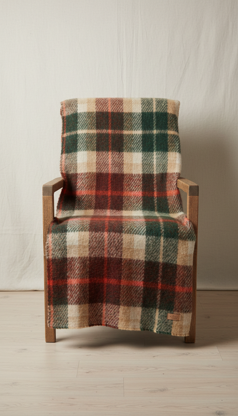 Plaid Wool Throw Blanket