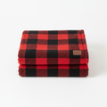 Classic red and black plaid blanket folded neatly